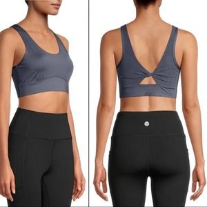 AVIA Twist Back Sports Bra Low Support Light Padding - Gray - NEW with tags!